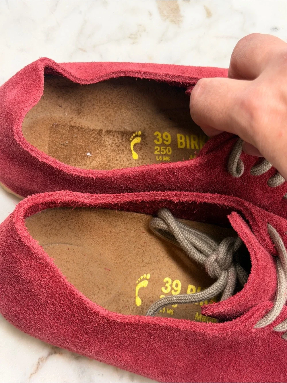 Birkenstock Red Suede Lace-Up Casual Shoes Low Sneakers Size EU 39
